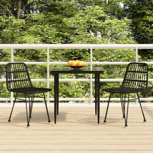 3-Piece Garden Dining Set Outdoor Patio Bistro Chairs Table Rattan Furniture - Image 11