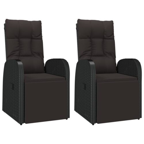3-Piece Garden Dining Set Black Poly Rattan Wicker Outdoor Patio Furniture&Solid Wood Acacia - Image 3