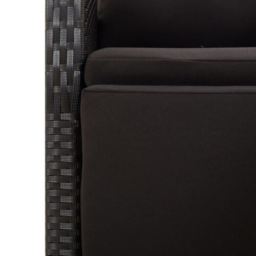 3-Piece Garden Dining Set Black Poly Rattan Wicker Outdoor Patio Furniture&Solid Wood Acacia - Image 6