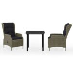 3-Piece Garden Dining Set Brown