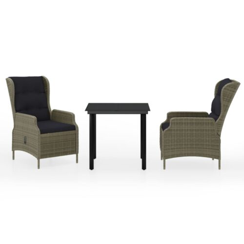 3-Piece Garden Dining Set Brown