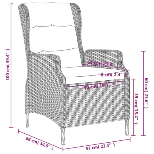 3-Piece Garden Dining Set Brown - Image 6