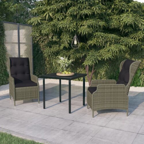 3-Piece Garden Dining Set Brown - Image 8
