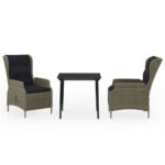 3-Piece Garden Dining Set Brown