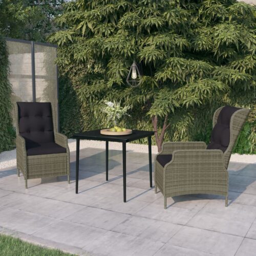 3-Piece Garden Dining Set Brown - Image 8