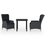 3-Piece Garden Dining Set Dark Grey