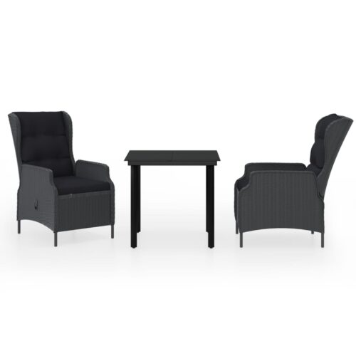 3-Piece Garden Dining Set Dark Grey