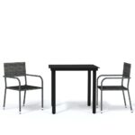 3-Piece Garden Dining Set Grey
