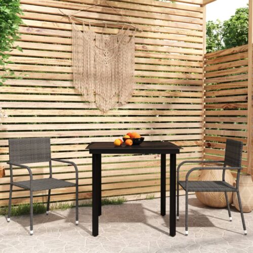 3-Piece Garden Dining Set Grey - Image 8