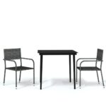 3-Piece Garden Dining Set Grey