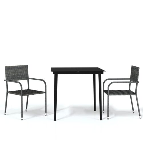 3-Piece Garden Dining Set Grey