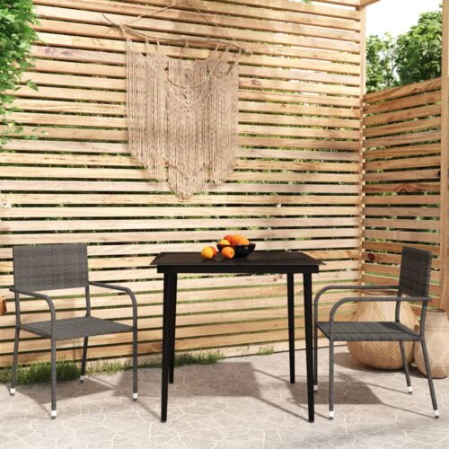 3-Piece Garden Dining Set Grey - Image 8