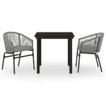 3-Piece Garden Dining Set Grey
