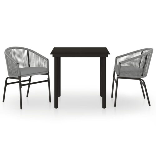 3-Piece Garden Dining Set Grey