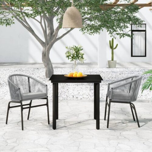 3-Piece Garden Dining Set Grey - Image 8