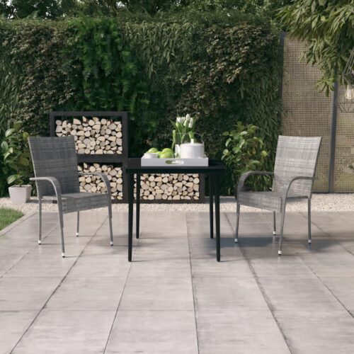 3-Piece Garden Dining Set Grey Black - Image 8