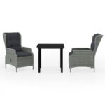 3-Piece Garden Dining Set Light Grey