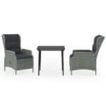 3-Piece Garden Dining Set Light Grey