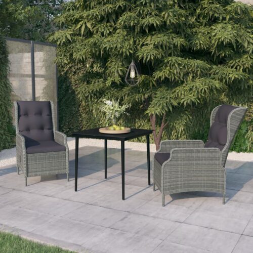 3-Piece Garden Dining Set Light Grey - Image 8
