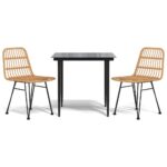 3-Piece Garden Dining Set Poly Rattan Wicker Outdoor Patio Furniture