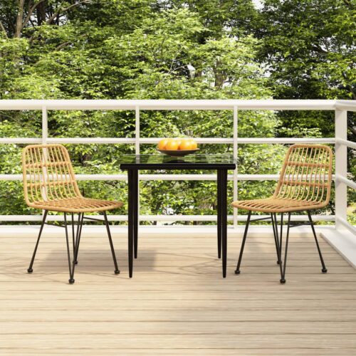 3-Piece Garden Dining Set Poly Rattan Wicker Outdoor Patio Furniture - Image 11