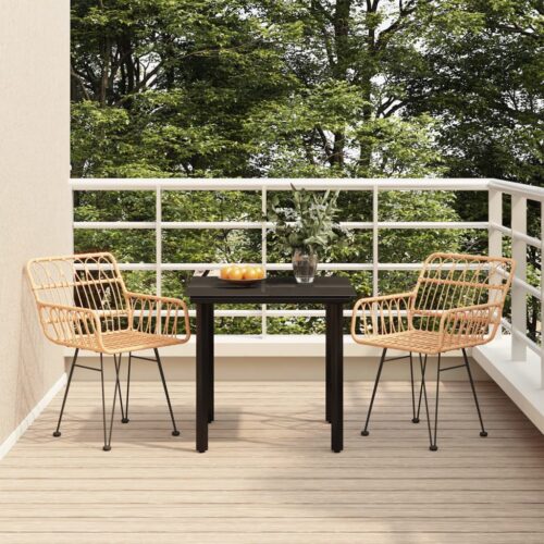 3-Piece Garden Dining Set Poly Rattan Wicker Outdoor Patio Furniture - Image 11