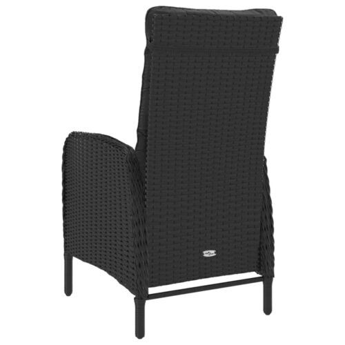 3-Piece Garden Dining Set Poly Rattan Wicker Outdoor Patio Furniture Glass Black - Image 6