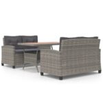 3-Piece Garden Dining Set Poly Rattan Wicker Outdoor Patio Furniture Wood Timber Outdoor Patio Furniture Acacia