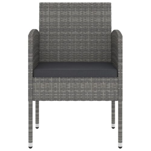 3-Piece Garden Dining Set Poly Rattan Wicker Outdoor Patio Furniture Anthracite - Image 3