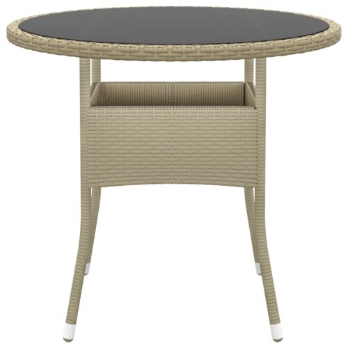 3-Piece Garden Dining Set Poly Rattan Wicker Outdoor Patio Furniture Beige - Image 5