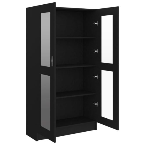 Vitrine Cabinet Black 82.5x30.5x150cm Engineered Wood - Image 5