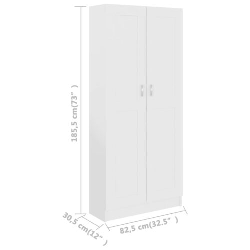 Book Cabinet White 82.5x30.5x185.5cm Engineered Wood - Image 8