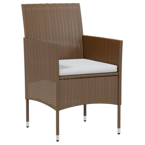 3-Piece Garden Dining Set Poly Rattan Brown - Image 2
