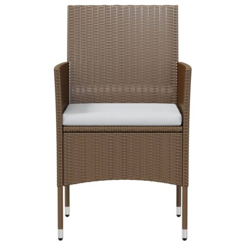 3-Piece Garden Dining Set Poly Rattan Brown - Image 3