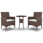 3-Piece Garden Bistro Set Outdoor Patio Dining Lounge Chairs Wicker Furniture
