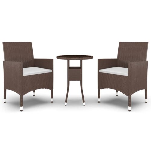 3-Piece Garden Bistro Set Outdoor Patio Dining Lounge Chairs Wicker Furniture