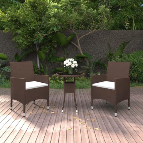 3-Piece Garden Bistro Set Outdoor Patio Dining Lounge Chairs Wicker Furniture - Image 8