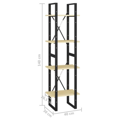 4-Tier Book Cabinet 40x30x140cm Solid Pine Wood - Image 9