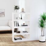 Book Cabinet/Room Divider White 80x30x135.5cm Solid Wood Pine