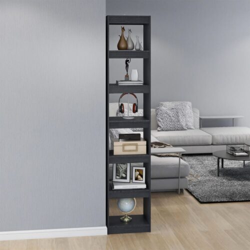 Book Cabinet/Room Divider Grey 40x30x199cm Solid Pinewood - Image 3