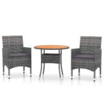 3-Piece Garden Bistro Set Outdoor Patio Dining Lounge Chairs Wicker Furniture