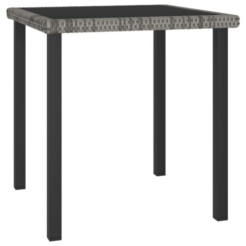 3-Piece Garden Dining Set Poly Rattan Wicker Outdoor Patio Furniture Grey - Image 2