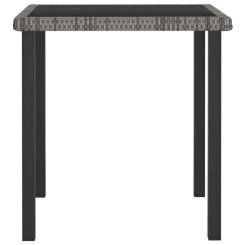 3-Piece Garden Dining Set Poly Rattan Wicker Outdoor Patio Furniture Grey - Image 3
