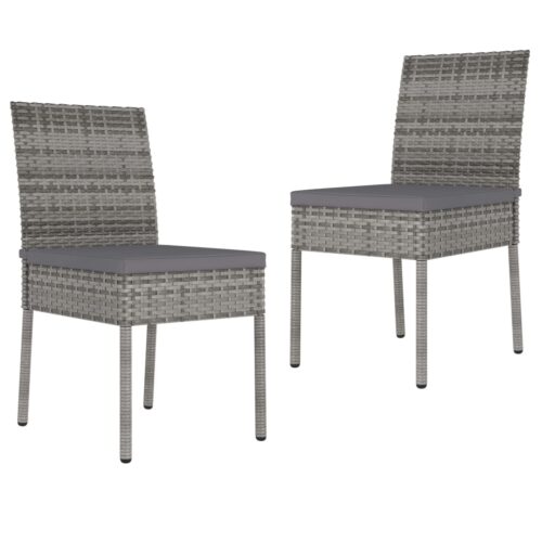 3-Piece Garden Dining Set Poly Rattan Wicker Outdoor Patio Furniture Grey - Image 5