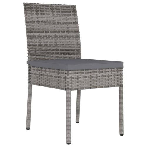 3-Piece Garden Dining Set Poly Rattan Wicker Outdoor Patio Furniture Grey - Image 6