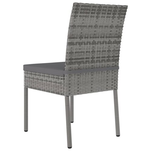 3-Piece Garden Dining Set Poly Rattan Wicker Outdoor Patio Furniture Grey - Image 8