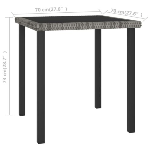 3-Piece Garden Dining Set Poly Rattan Wicker Outdoor Patio Furniture Grey - Image 10