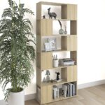 Book Cabinet Room Divider Sonoma Oak 80x24x186cm Engineered Wood