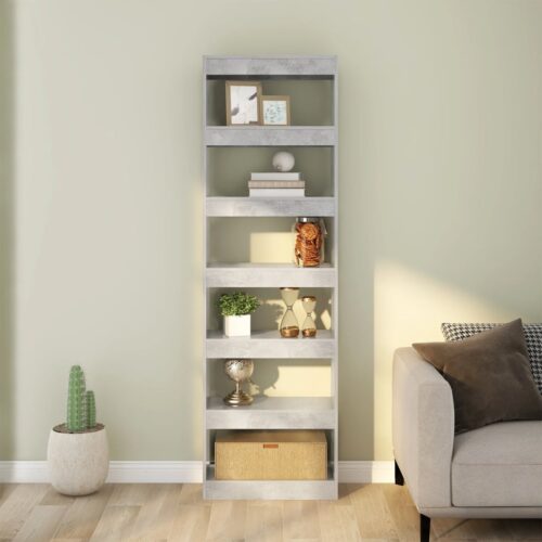 Book Cabinet/Room Divider Concrete Grey 60x30x198cm - Image 3
