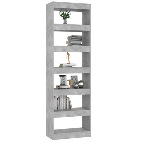 Book Cabinet/Room Divider Concrete Grey 60x30x198cm - Image 4